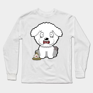 Funny furry dog steps on a dirty diaper Long Sleeve T-Shirt